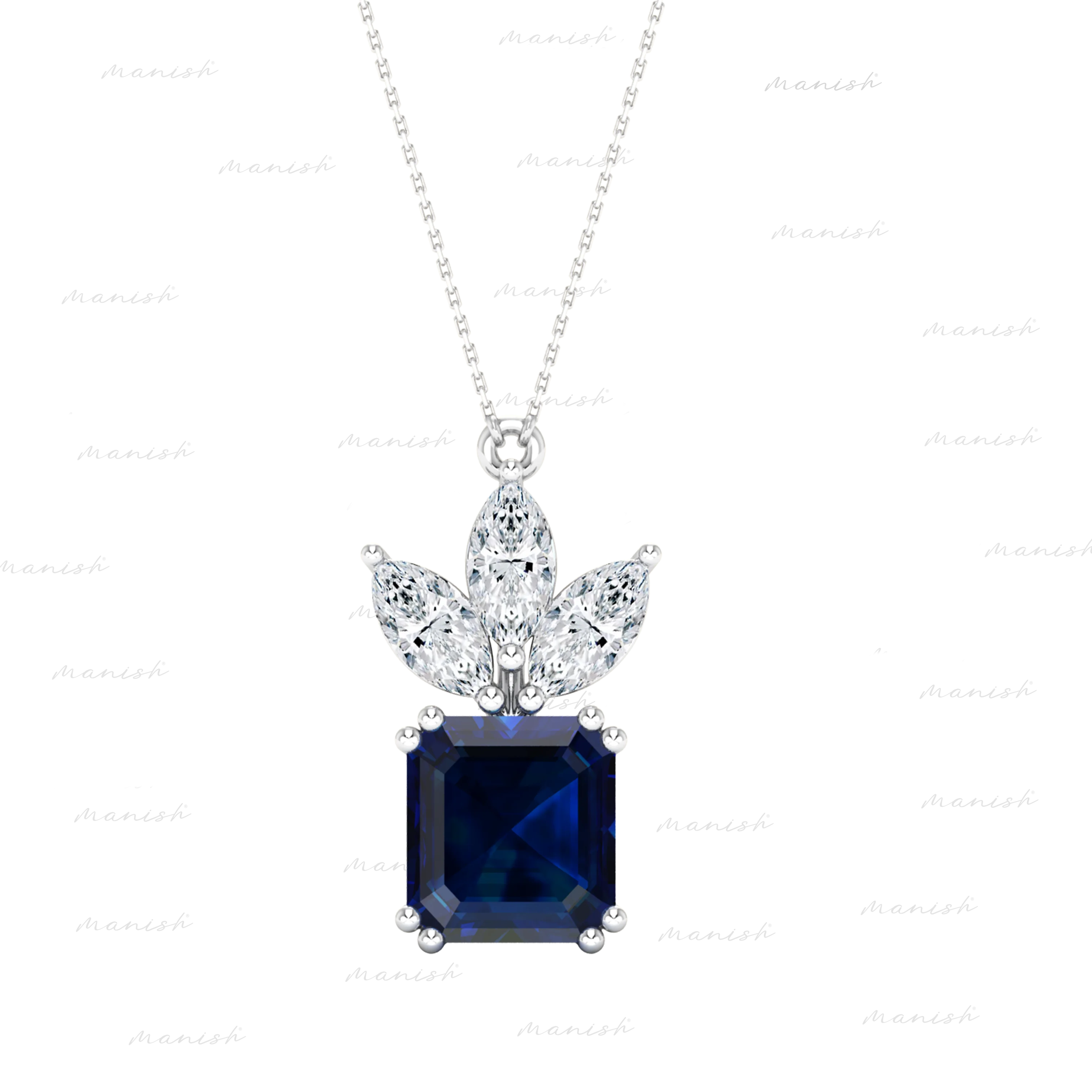 Eda Diamond and Blue Sapphire Necklace